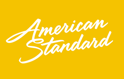 American Standard logo on yellow background, representing trusted plumbing brand used by plumbers for reliable plumbing services